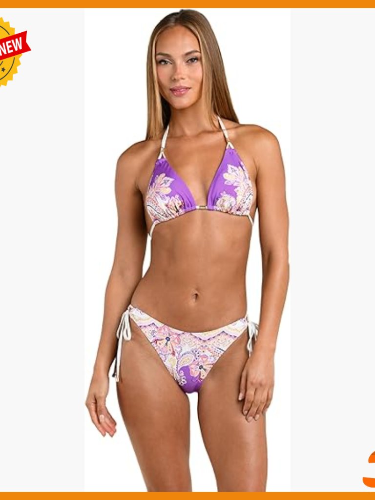 Adjustable Triangle Halter Bikini Top With Removable Cups